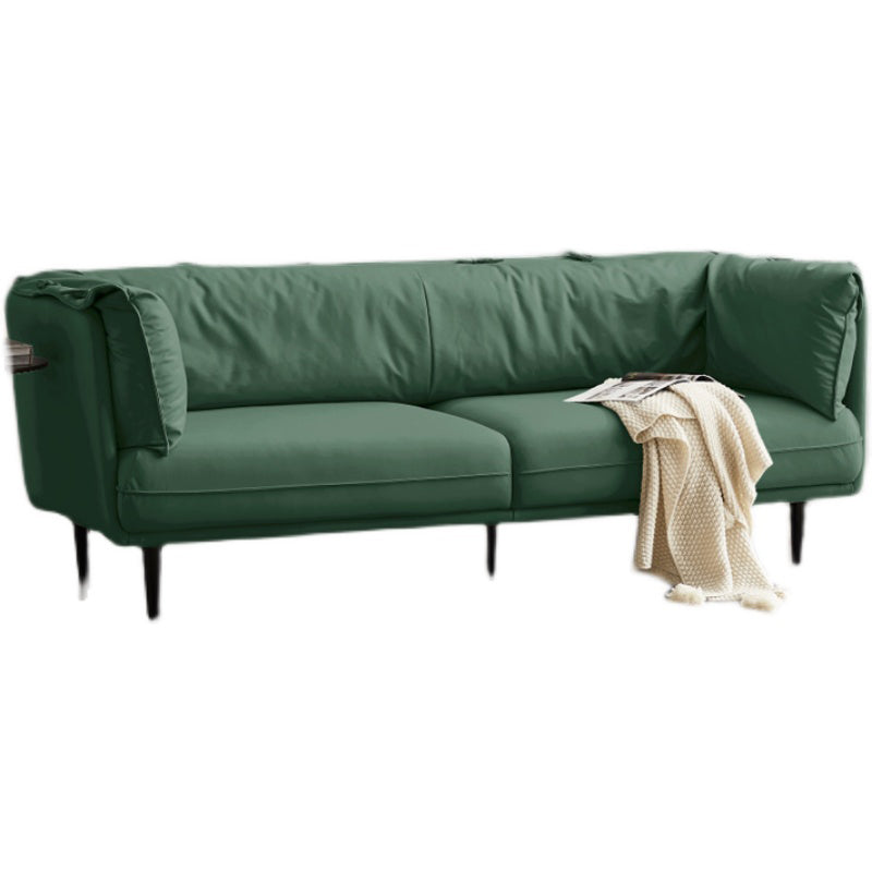 Modern Faux Leather Standard Settee Tuxedo Arm Sofa for Living Room