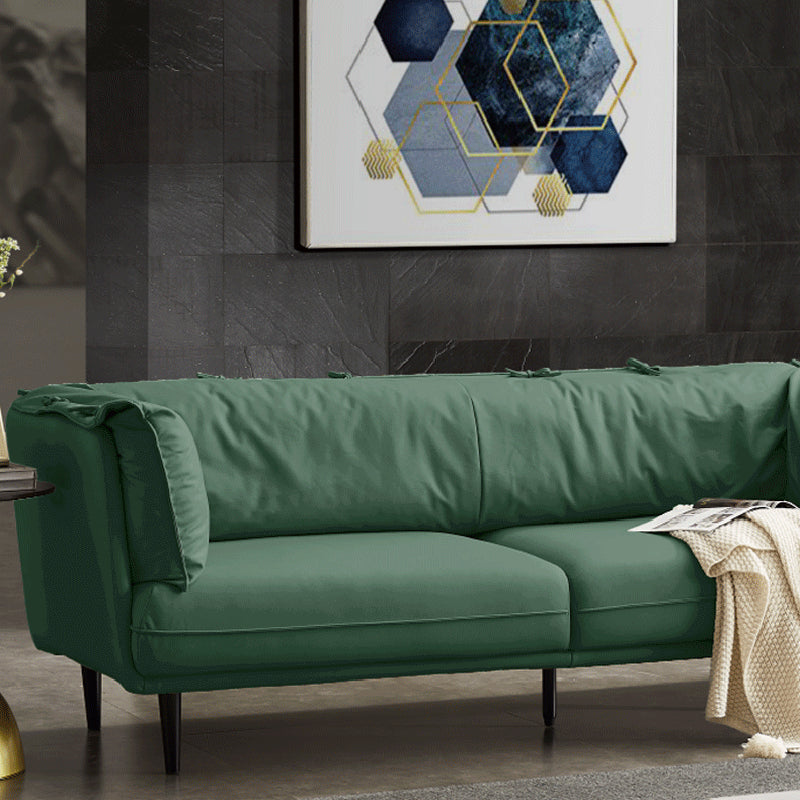 Modern Faux Leather Standard Settee Tuxedo Arm Sofa for Living Room