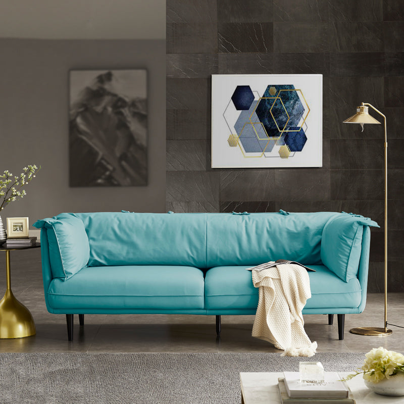 Modern Faux Leather Standard Settee Tuxedo Arm Sofa for Living Room