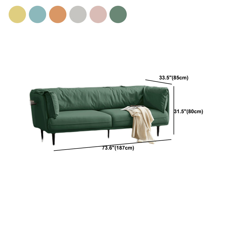 Modern Faux Leather Standard Settee Tuxedo Arm Sofa for Living Room
