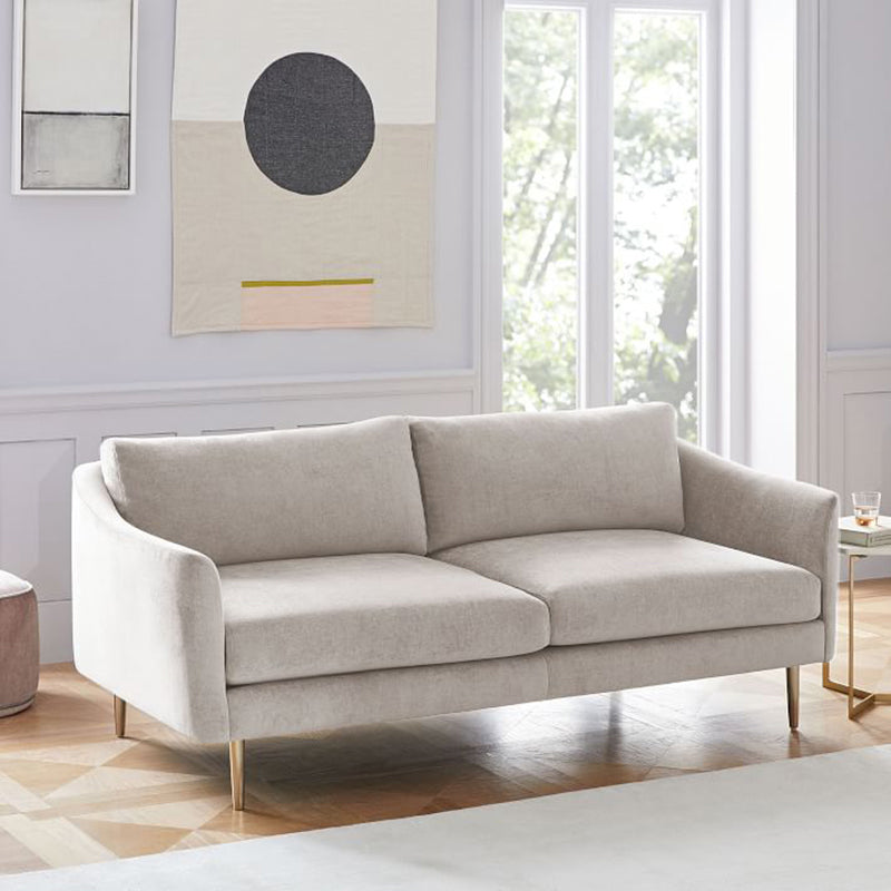 Contemporary Fabric Standard Sofa Sloped Arm Cushions Settee