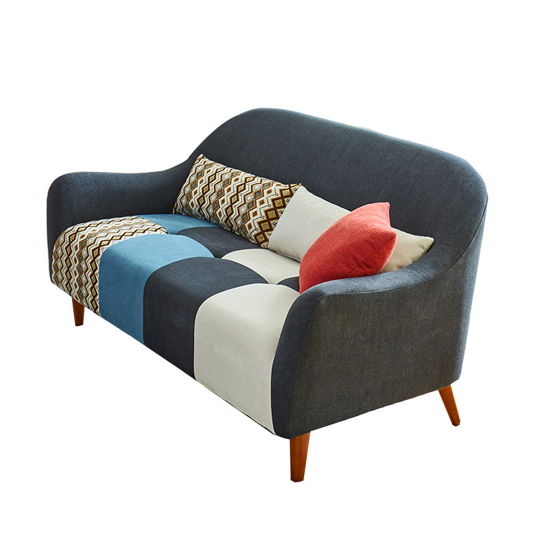 Contemporary Flared Arm Sofa Fabric Tight Back Seating for Apartment