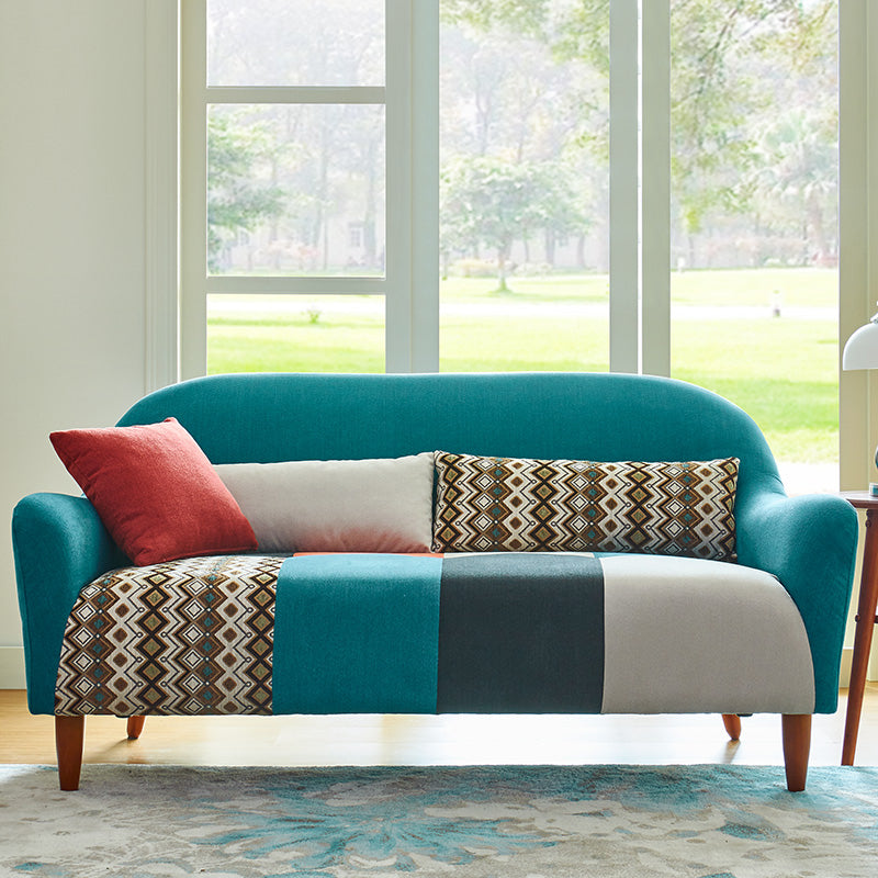 Contemporary Flared Arm Sofa Fabric Tight Back Seating for Apartment