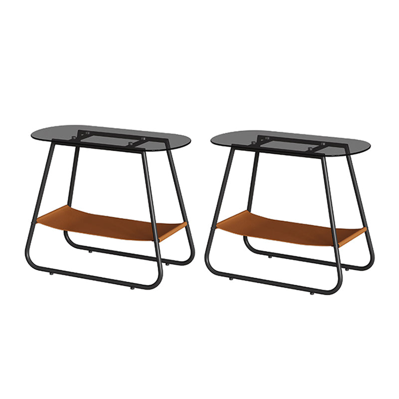 Elliptical Glass Sled Side Table 20.9"tall 1-Shelf End Table
