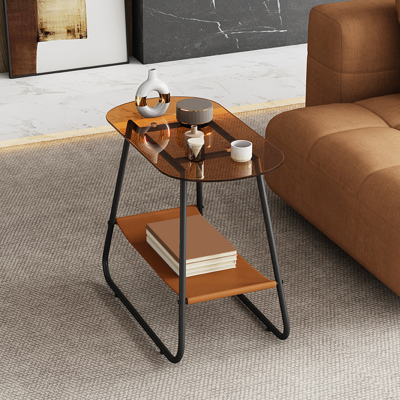 Elliptical Glass Sled Side Table 20.9"tall 1-Shelf End Table