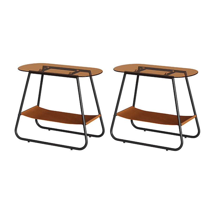 Elliptical Glass Sled Side Table 20.9"tall 1-Shelf End Table
