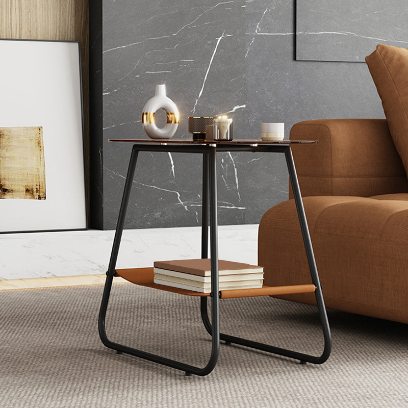 Elliptical Glass Sled Side Table 20.9"tall 1-Shelf End Table