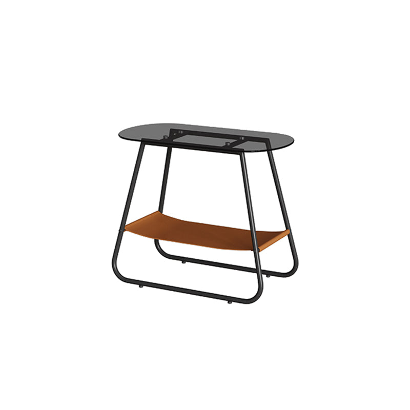 Elliptical Glass Sled Side Table 20.9"tall 1-Shelf End Table