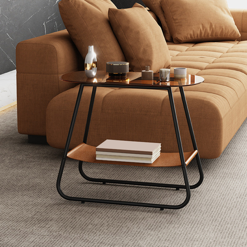 Elliptical Glass Sled Side Table 20.9"tall 1-Shelf End Table