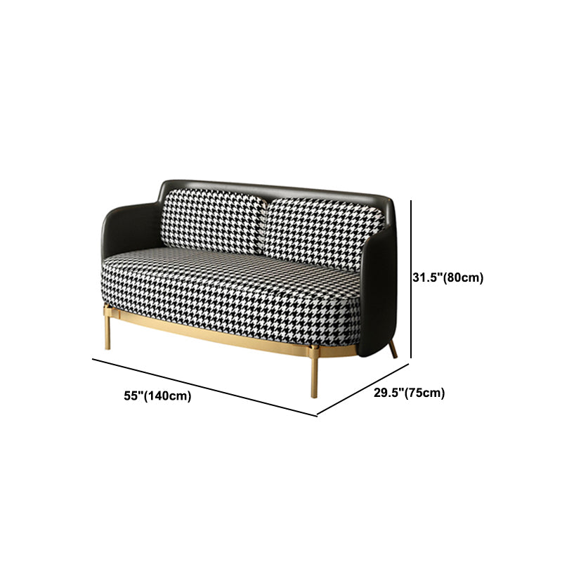 Contemporary Faux Leather and Linen Sofa Sloped Arm Standard Sofa