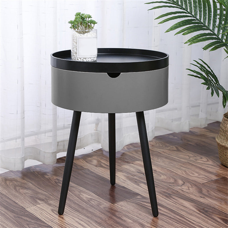 3 Legs End Table Set Contemporary Style Tray Top Side Table with Storage