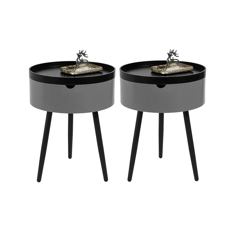 3 Legs End Table Set Contemporary Style Tray Top Side Table with Storage
