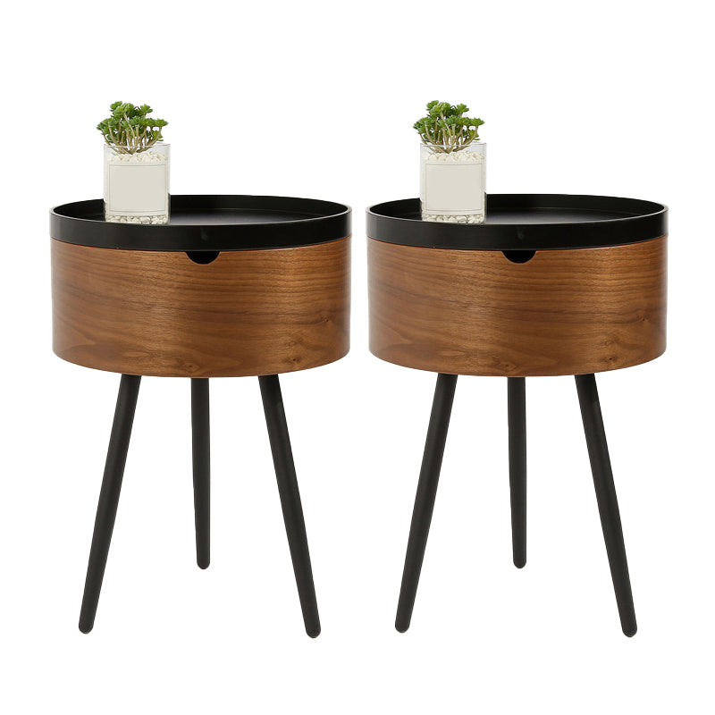 3 Legs End Table Set Contemporary Style Tray Top Side Table with Storage