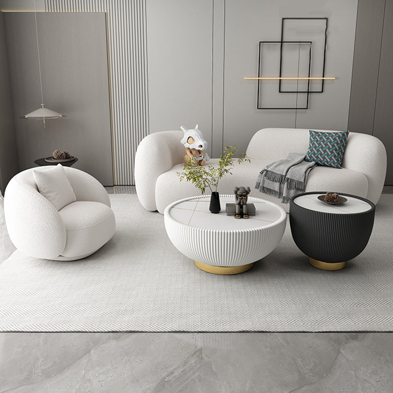 Contemporary Tuxedo Arm Sofa White Tight Back Seating for Living Room