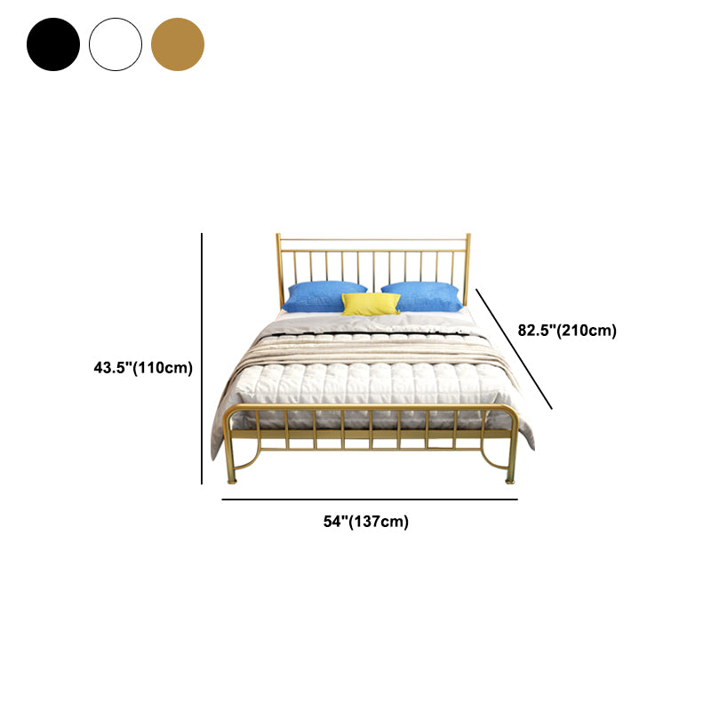 Modern Rectangular Bed Metal Legs Bed with Upholstered Headboard