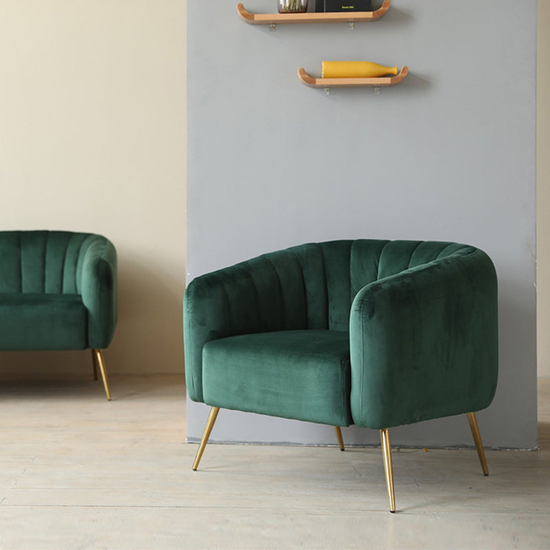 28.34" High Velvet Barrel Chair Arms Included Barrel Accent Chair