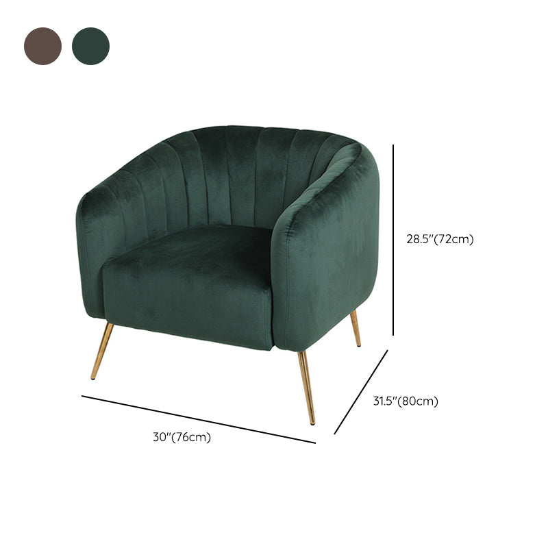 28.34" High Velvet Barrel Chair Arms Included Barrel Accent Chair