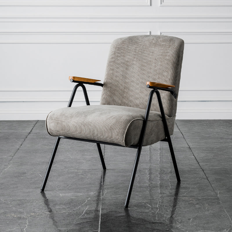 Corduroy Arms Included Chair 32.28" High Solid Wood Armchair with Basic Four Leg