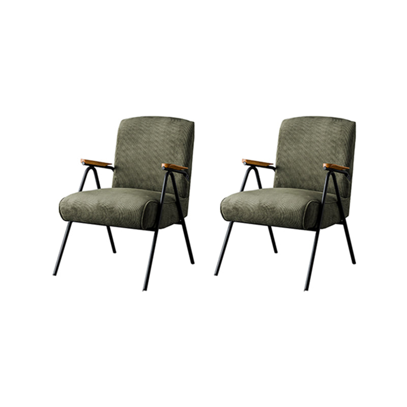 Corduroy Arms Included Chair 32.28" High Solid Wood Armchair with Basic Four Leg