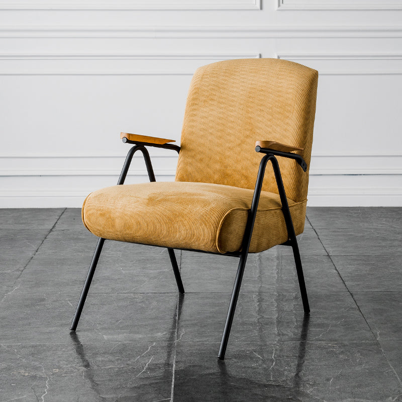 Corduroy Arms Included Chair 32.28" High Solid Wood Armchair with Basic Four Leg