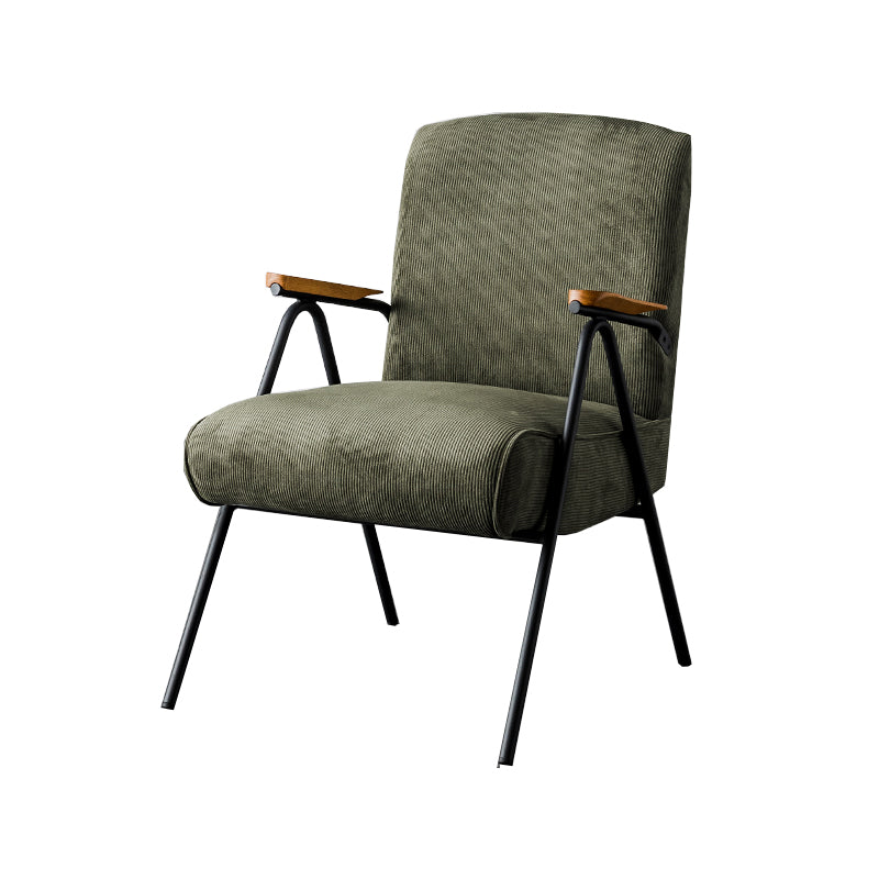 Corduroy Arms Included Chair 32.28" High Solid Wood Armchair with Basic Four Leg