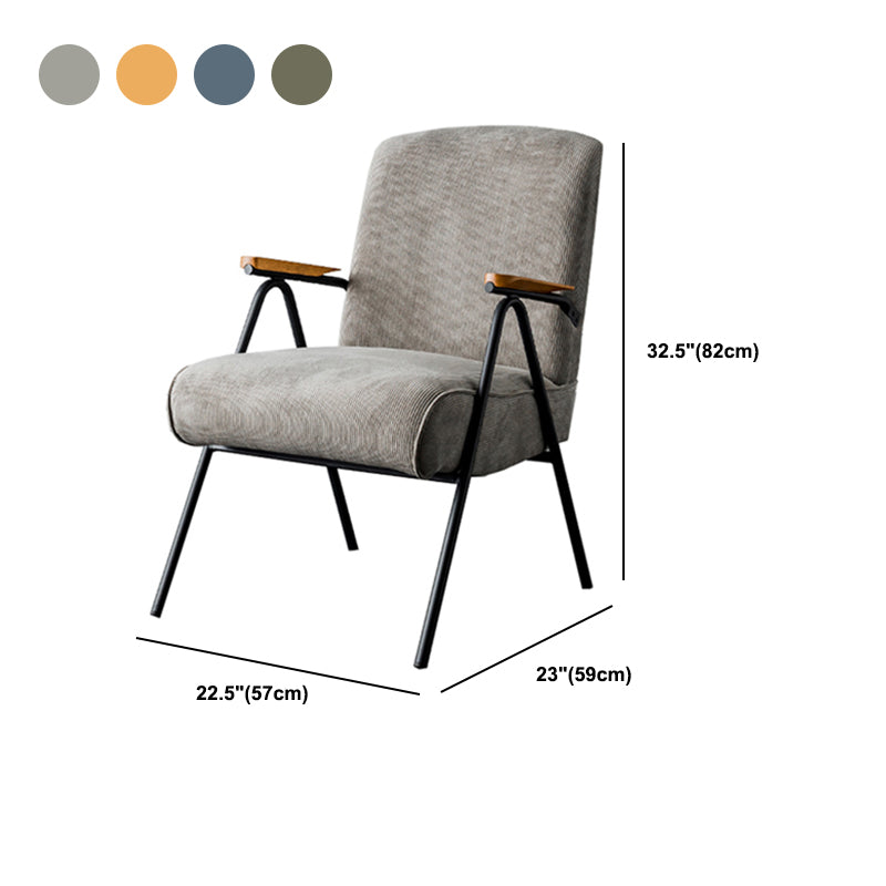 Corduroy Arms Included Chair 32.28" High Solid Wood Armchair with Basic Four Leg