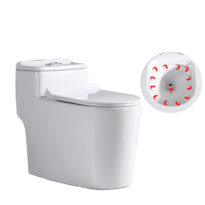 Traditional One Piece Toilet Floor Mounted White Toilet Bowl with Seat for Washroom