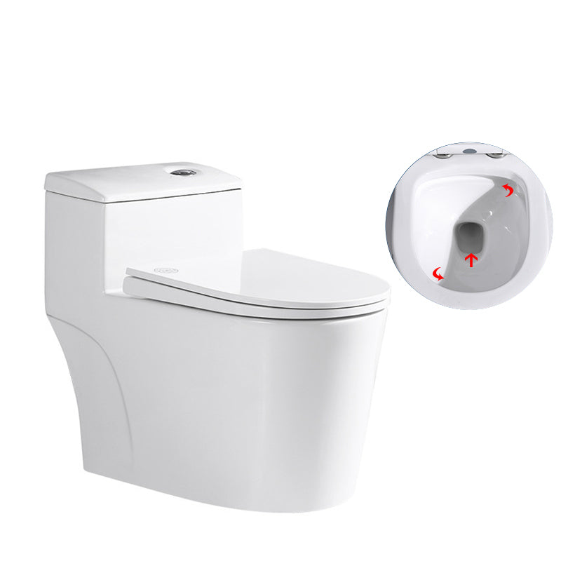 Traditional One Piece Toilet Floor Mounted White Toilet Bowl with Seat for Washroom