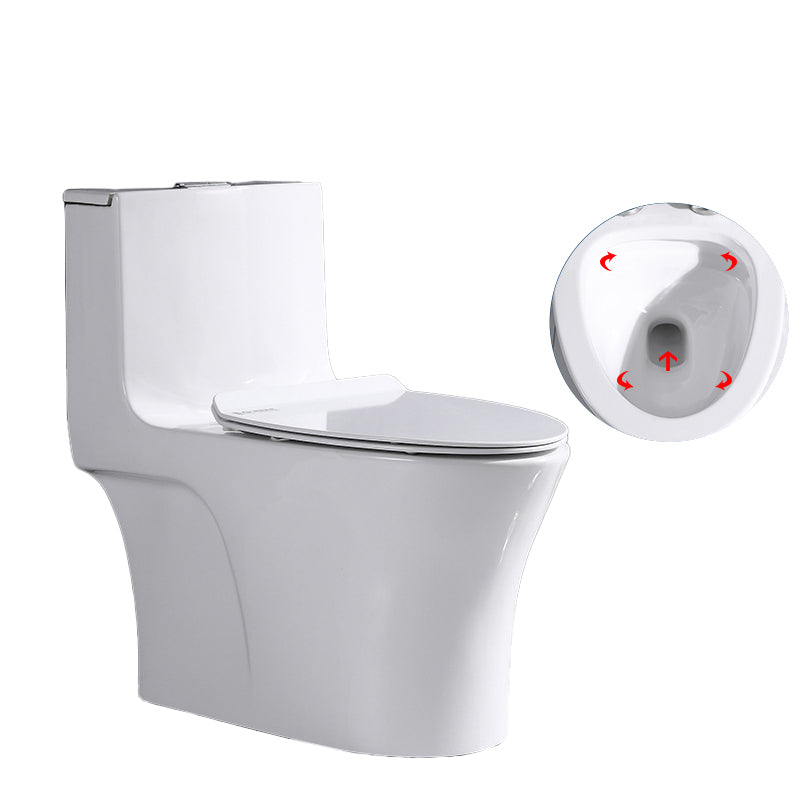 Traditional One Piece Toilet Floor Mounted White Toilet Bowl with Seat for Washroom