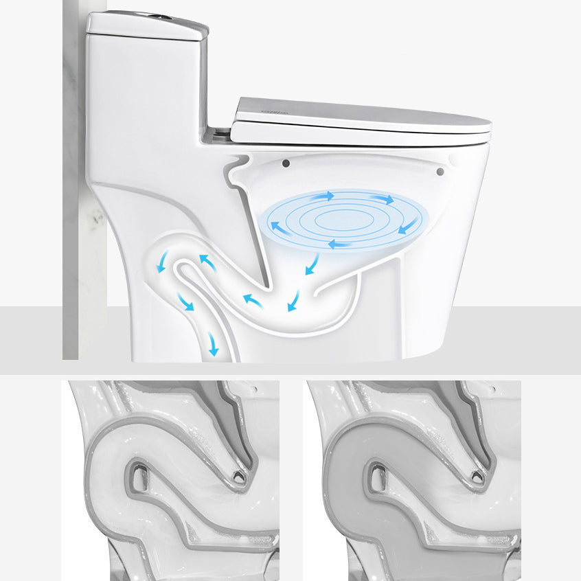 Traditional One Piece Toilet Floor Mounted White Toilet Bowl with Seat for Washroom