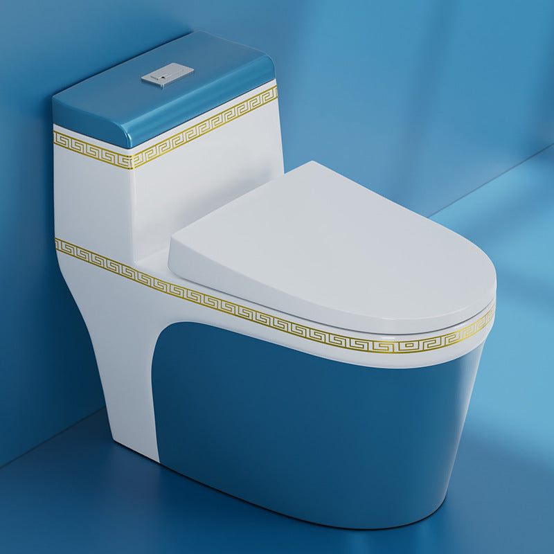 Traditional One Piece Toilet Floor Mounted Toilet Bowl with Slow Close Seat for Washroom