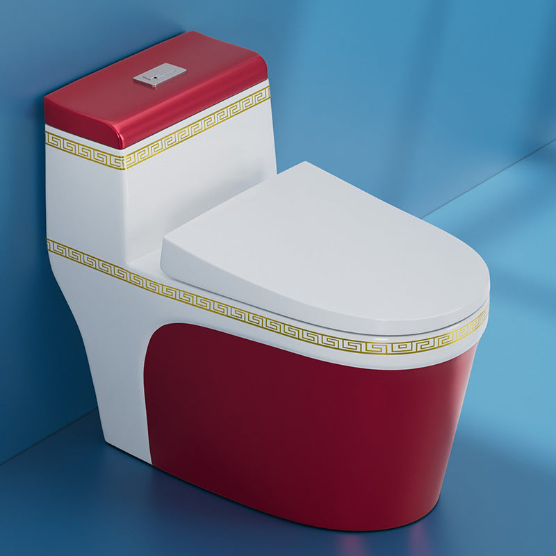 Traditional One Piece Toilet Floor Mounted Toilet Bowl with Slow Close Seat for Washroom