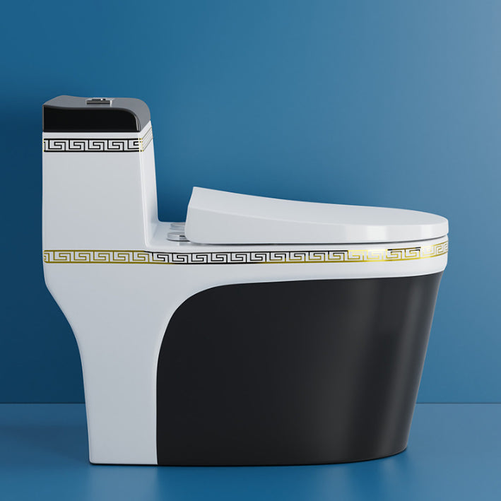 Traditional One Piece Toilet Floor Mounted Toilet Bowl with Slow Close Seat for Washroom