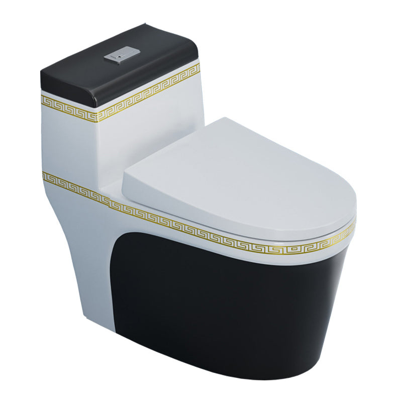 Traditional One Piece Toilet Floor Mounted Toilet Bowl with Slow Close Seat for Washroom