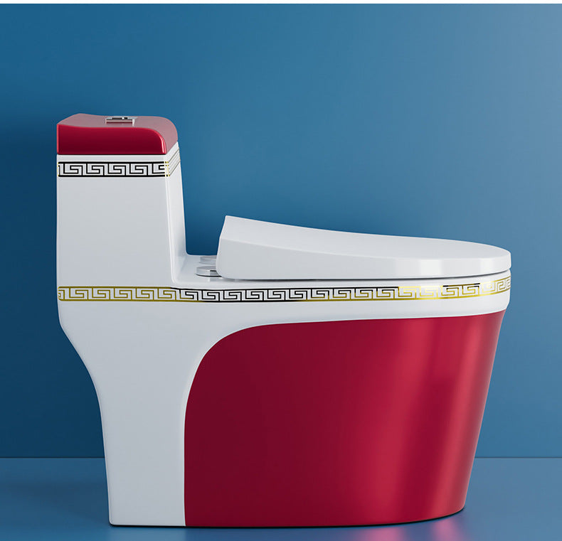 Traditional One Piece Toilet Floor Mounted Toilet Bowl with Slow Close Seat for Washroom