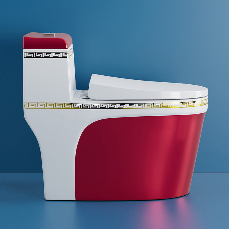 Traditional One Piece Toilet Floor Mounted Toilet Bowl with Slow Close Seat for Washroom