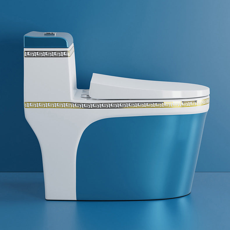 Traditional One Piece Toilet Floor Mounted Toilet Bowl with Slow Close Seat for Washroom