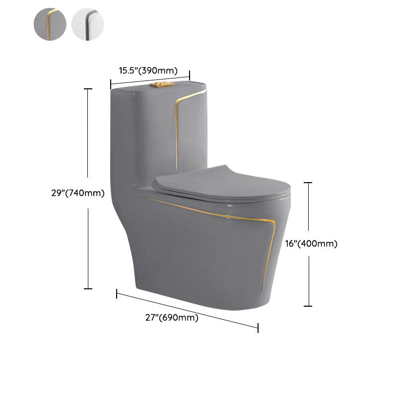 Traditional Floor Mounted Toilet Siphon Jet One-Piece Flush Toilet with Slow Close Seat