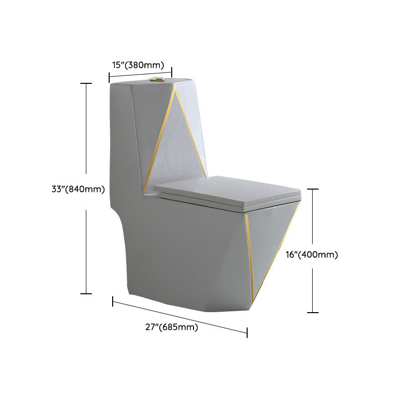 Traditional Floor Mounted Toilet Siphon Jet One-Piece Flush Toilet with Slow Close Seat