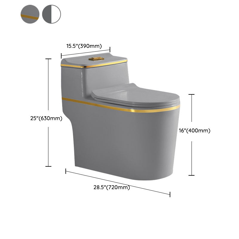 Traditional Floor Mounted Toilet Siphon Jet One-Piece Flush Toilet with Slow Close Seat