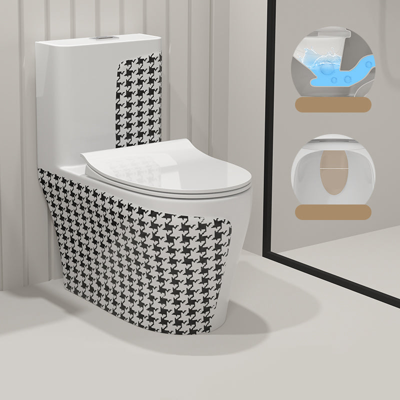 Floor Mount Flush Toilet Traditional Skirted One-Piece Toilet with Slow Close Seat