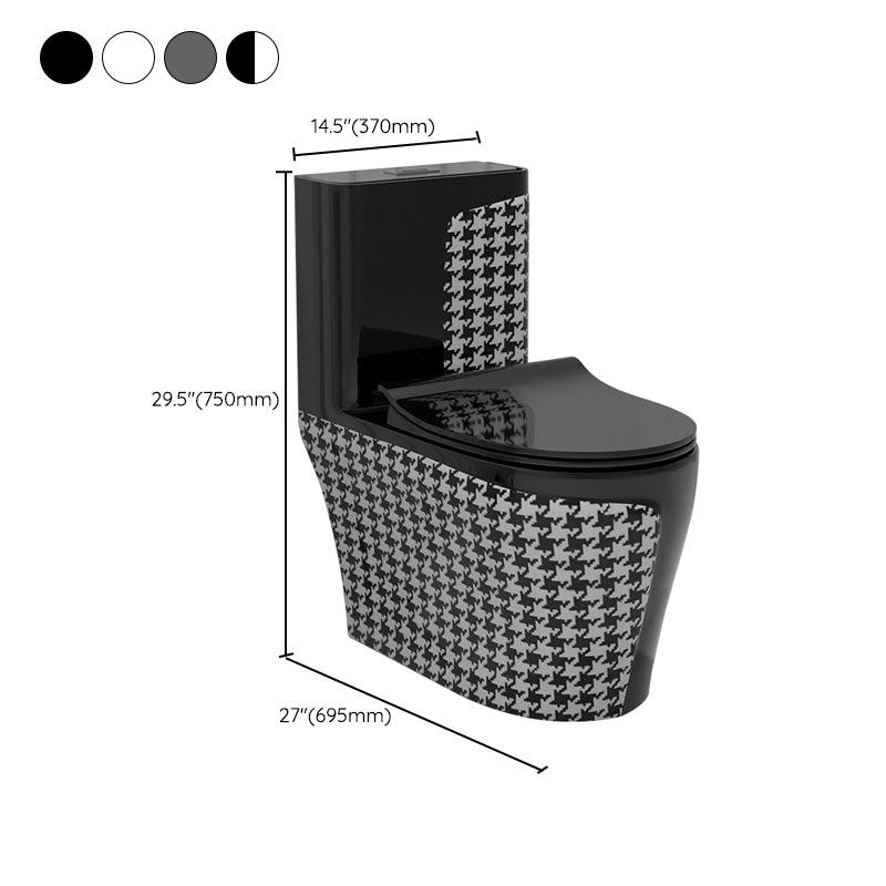 Floor Mount Flush Toilet Traditional Skirted One-Piece Toilet with Slow Close Seat
