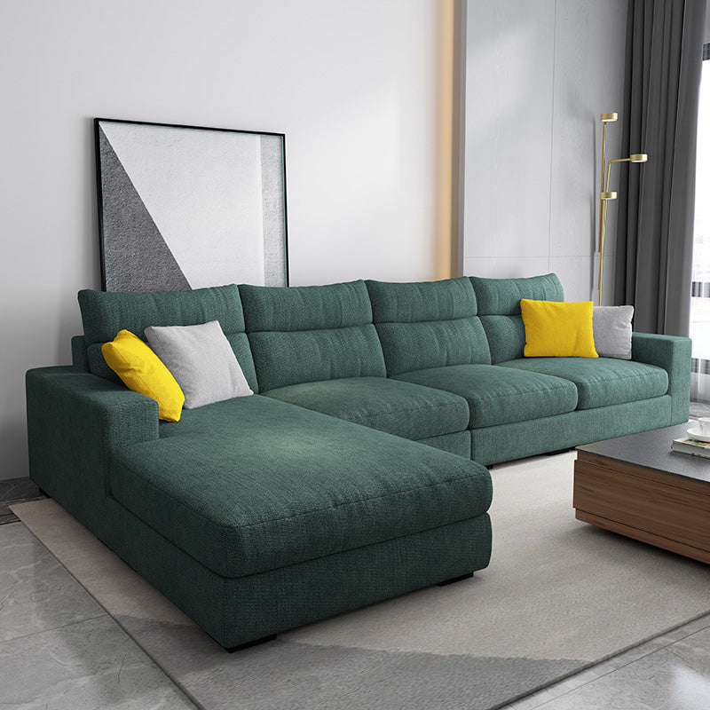 Contemporary Linen Square Arm Sofa  & Chaise for Living Room