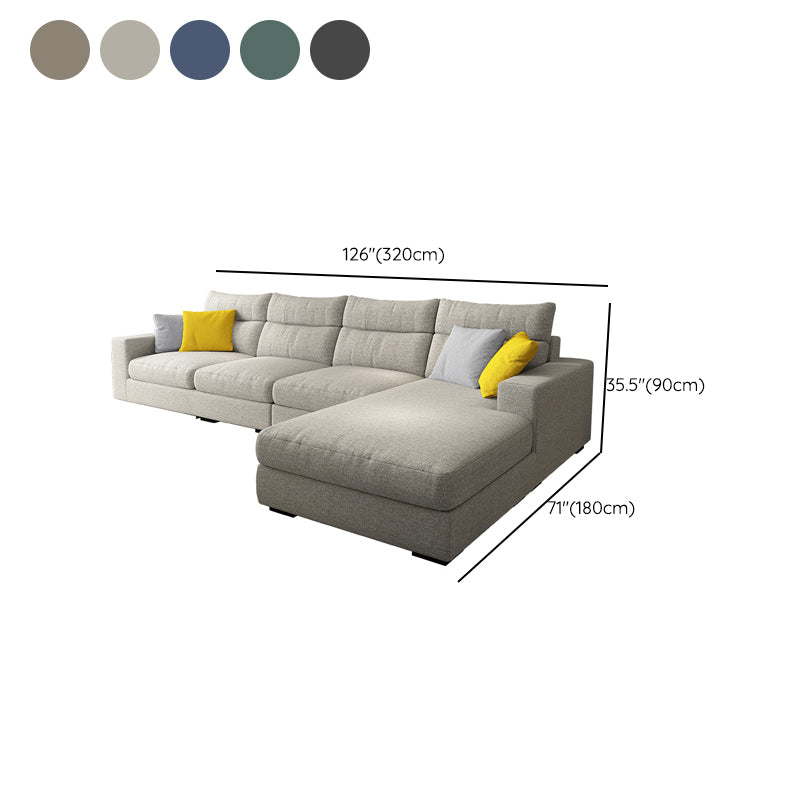 Contemporary Linen Square Arm Sofa  & Chaise for Living Room