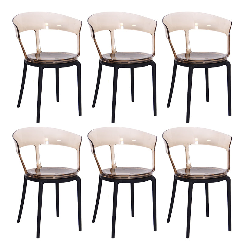 Contemporary Style Arm Chair Open Back Side Plastic Chair for Dining Room