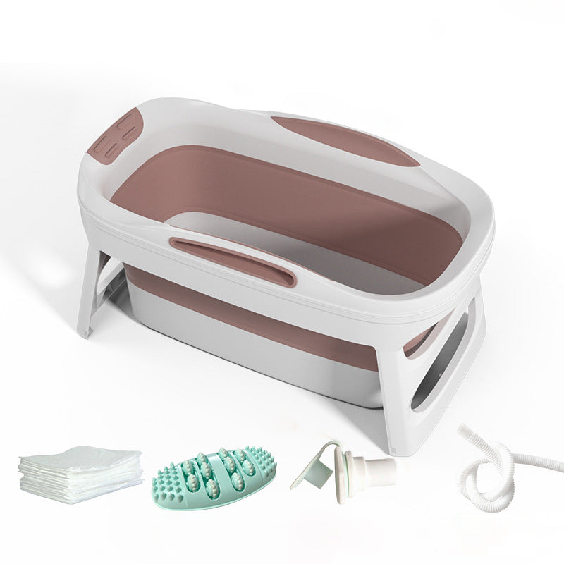 Plastic Rectangular Bath Tub Foldable Soaking Tub with Internal Drain