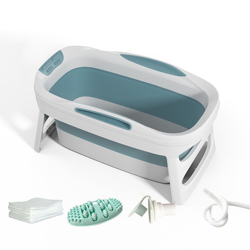 Plastic Rectangular Bath Tub Foldable Soaking Tub with Internal Drain