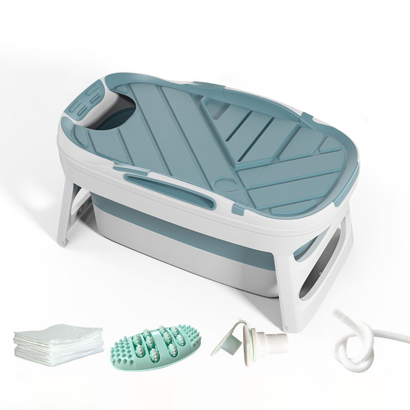 Plastic Rectangular Bath Tub Foldable Soaking Tub with Internal Drain