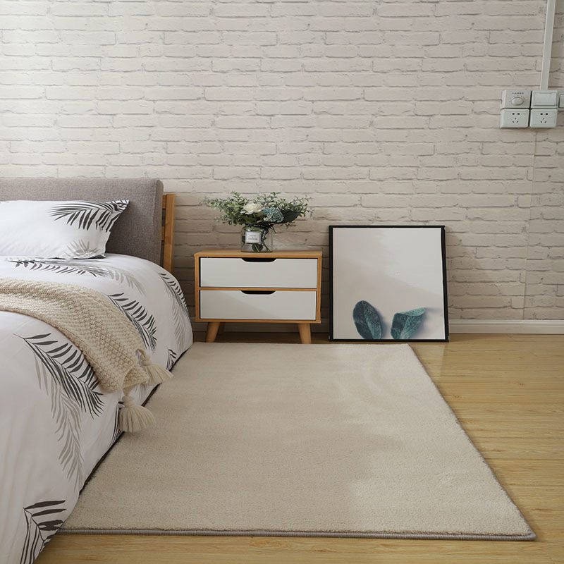 Villus Solid Color Rug Rectangle Shape Stain Resistant Polyester Rug for Home Decor