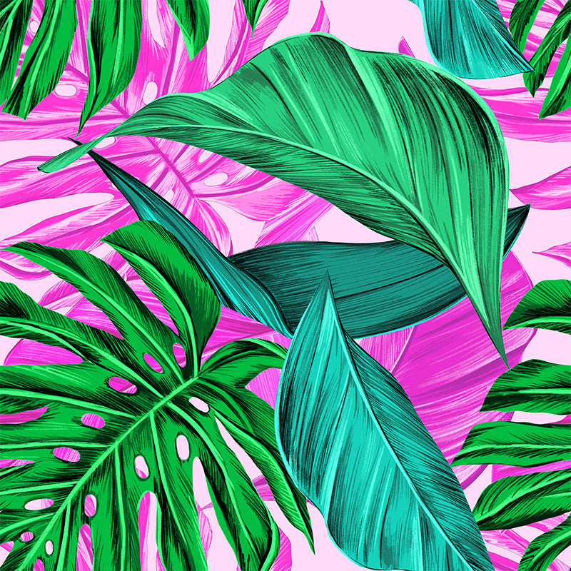 Eco-friendly Wall Mural Wallpaper Illustration Tropical Plants Sitting Room Wall Mural